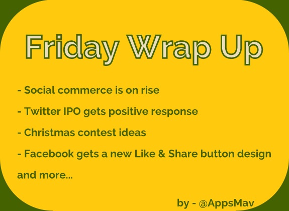 Friday Wrap Up about Facebook Like Facebook Share buttons, Twitter IPO, Google Doodle, Social commerce, soccer video